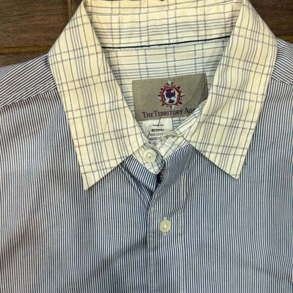 The Territory Ahead Men's Blue Striped Long Sleeve Button Up Shirt - Picture 4 of 7